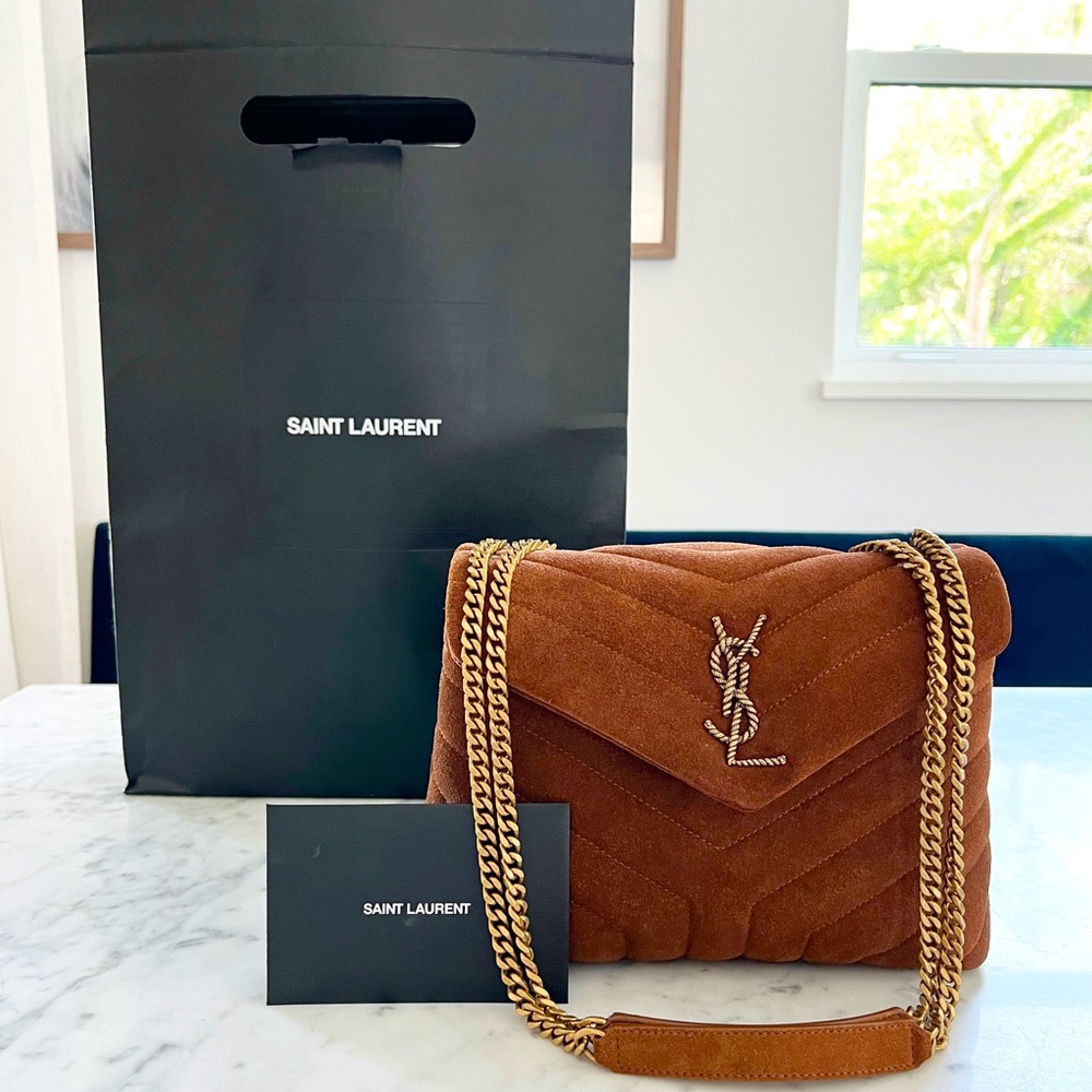 Saint Laurent small chain bag in “Y” - quilted suede, limited edition.